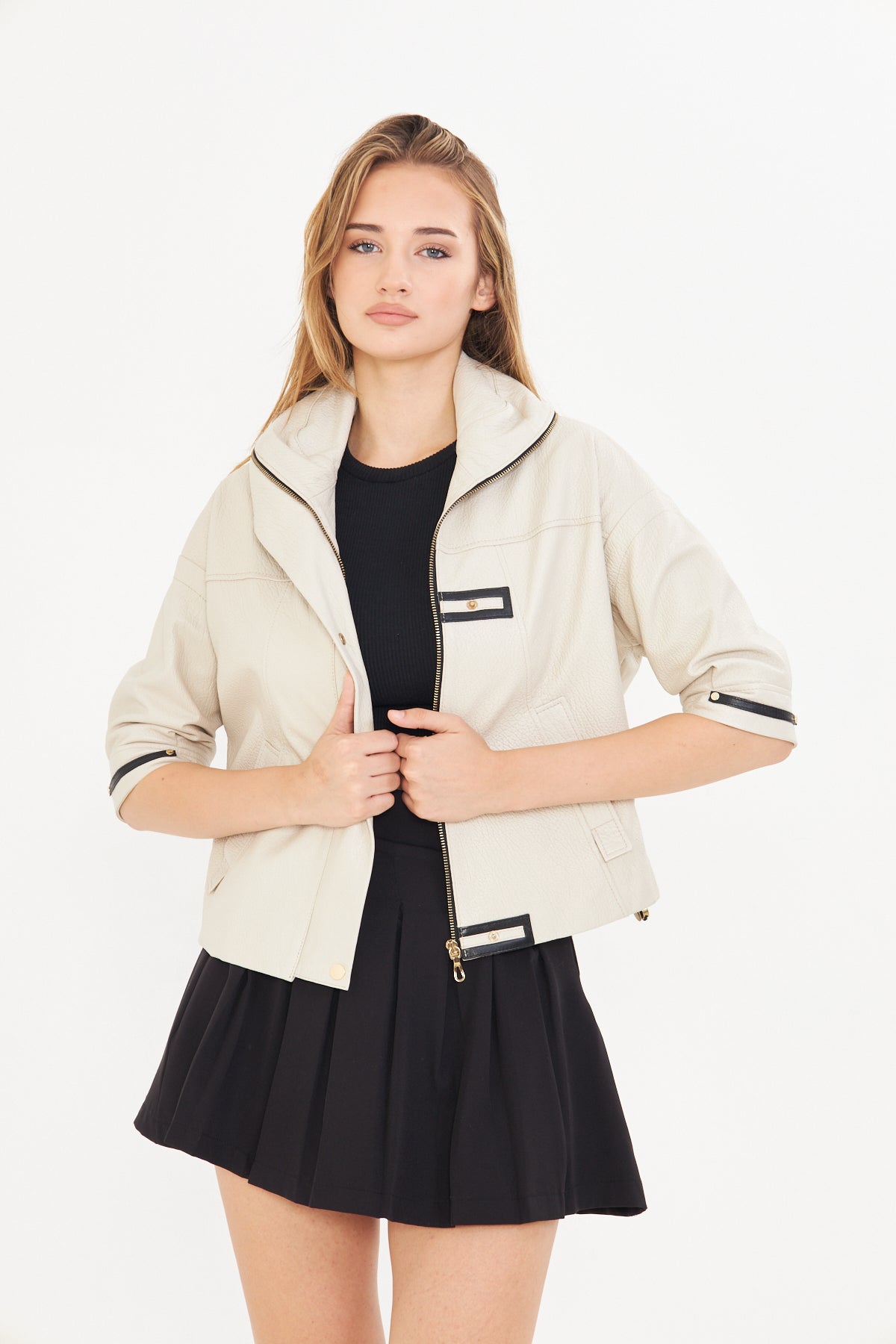 Kadın Kısa Kollu Deri Ceket