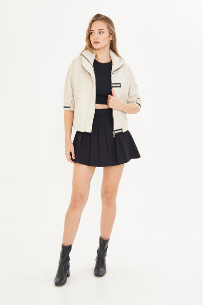 Kadın Kısa Kollu Deri Ceket