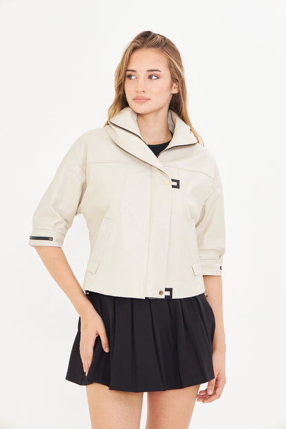 Kadın Kısa Kollu Deri Ceket