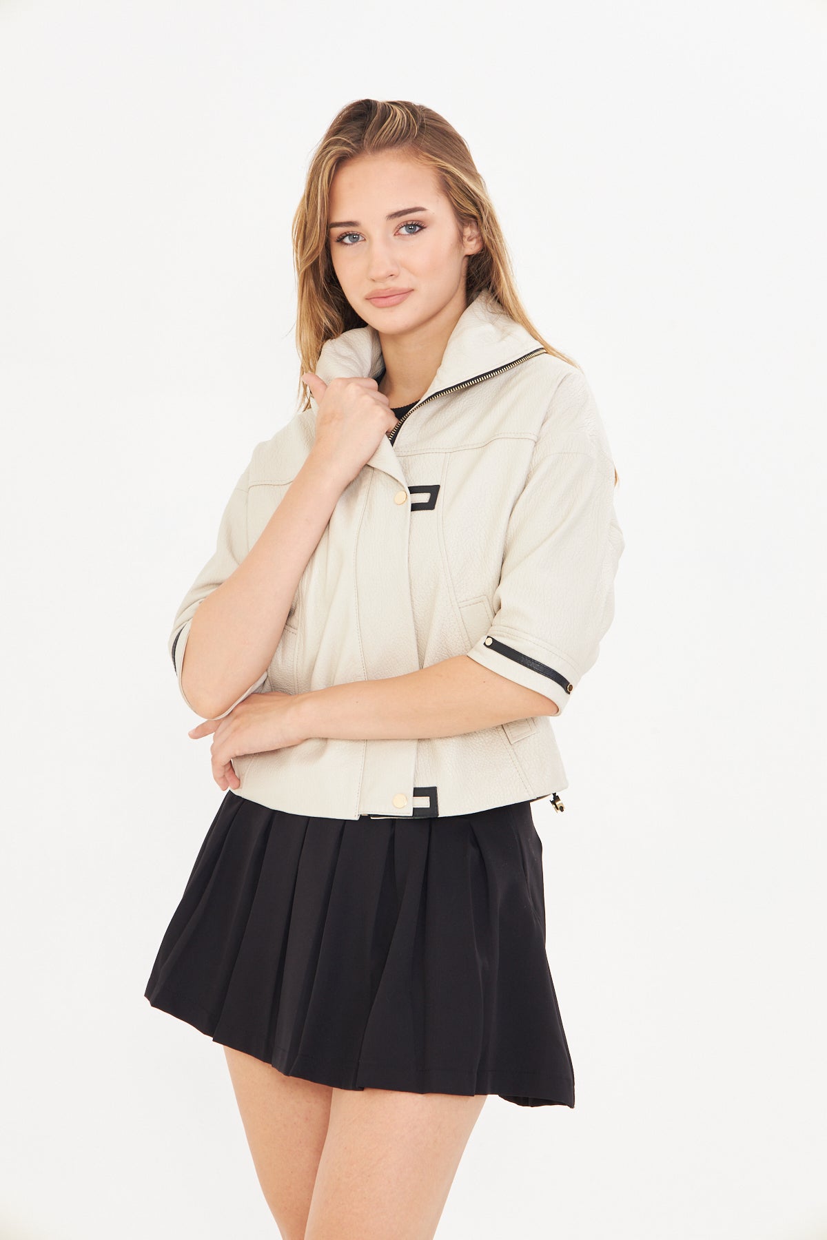 Kadın Kısa Kollu Deri Ceket