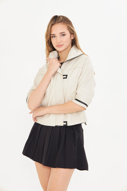 Kadın Kısa Kollu Deri Ceket