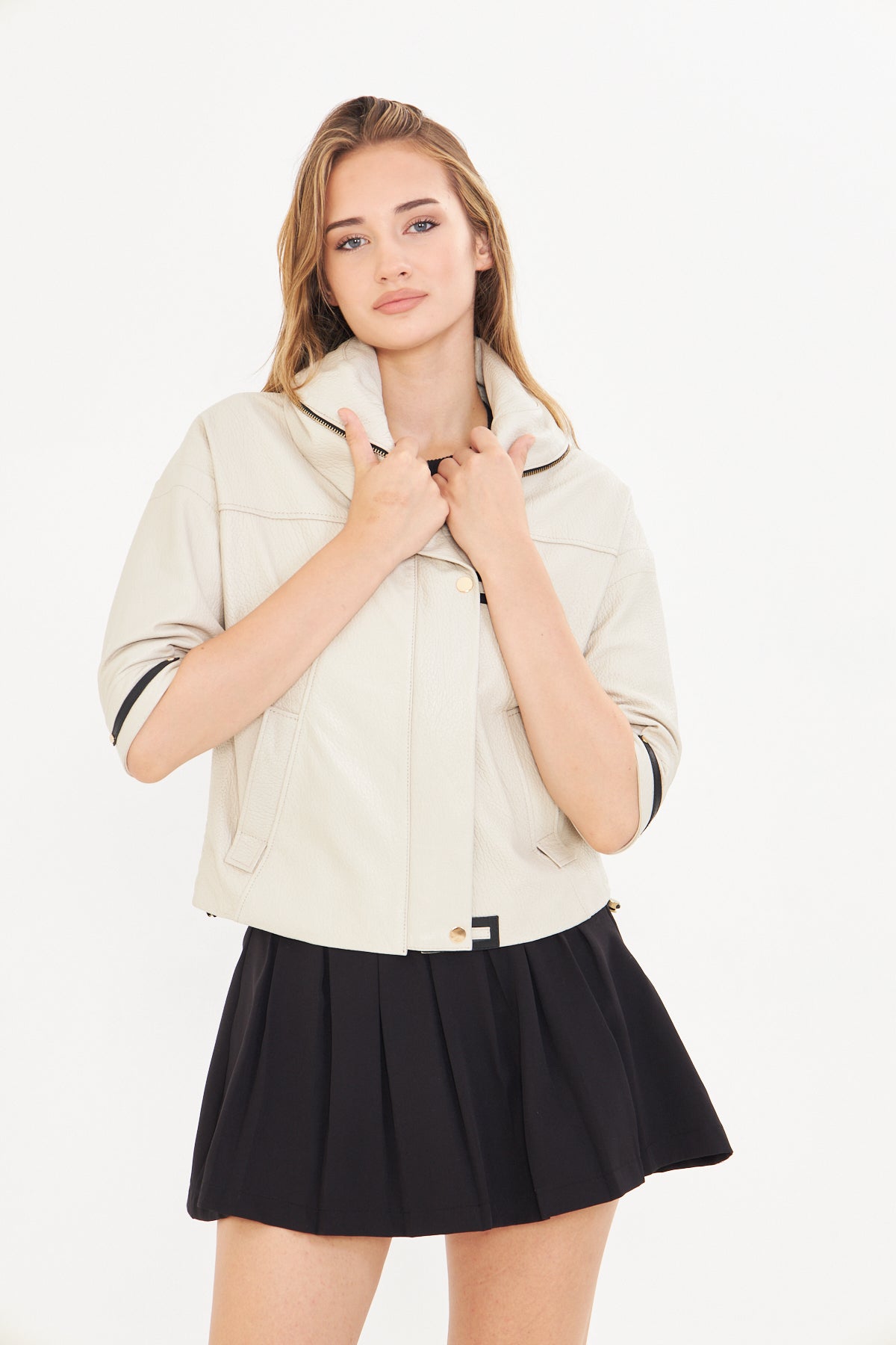 Kadın Kısa Kollu Deri Ceket