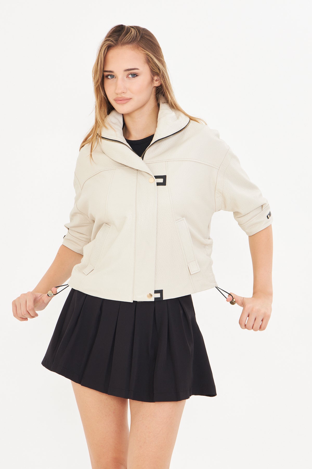 Kadın Kısa Kollu Deri Ceket