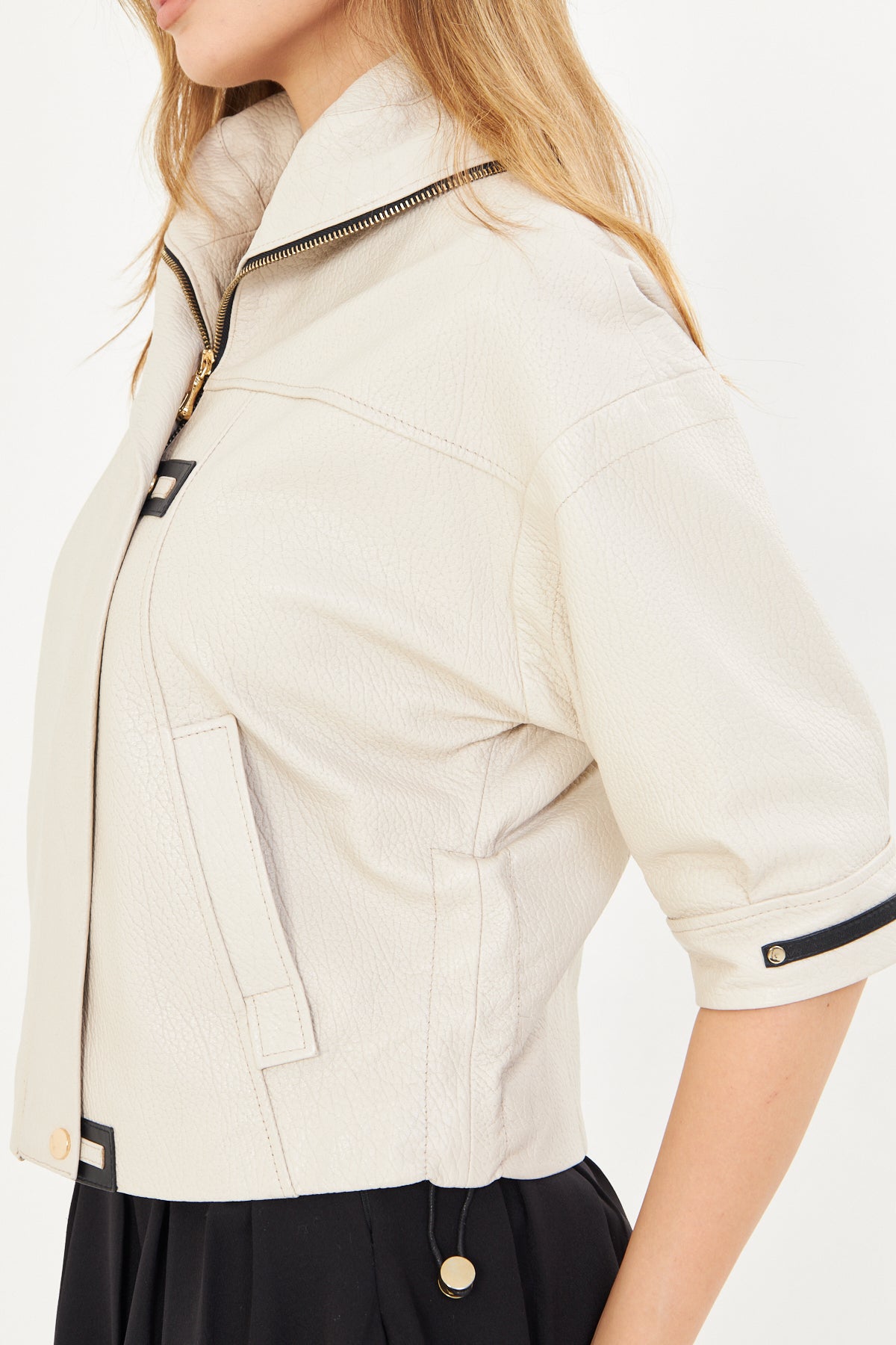 Kadın Kısa Kollu Deri Ceket