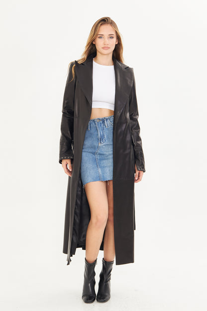 Kadın Uzun Deri Palto