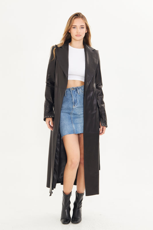 Kadın Uzun Deri Palto