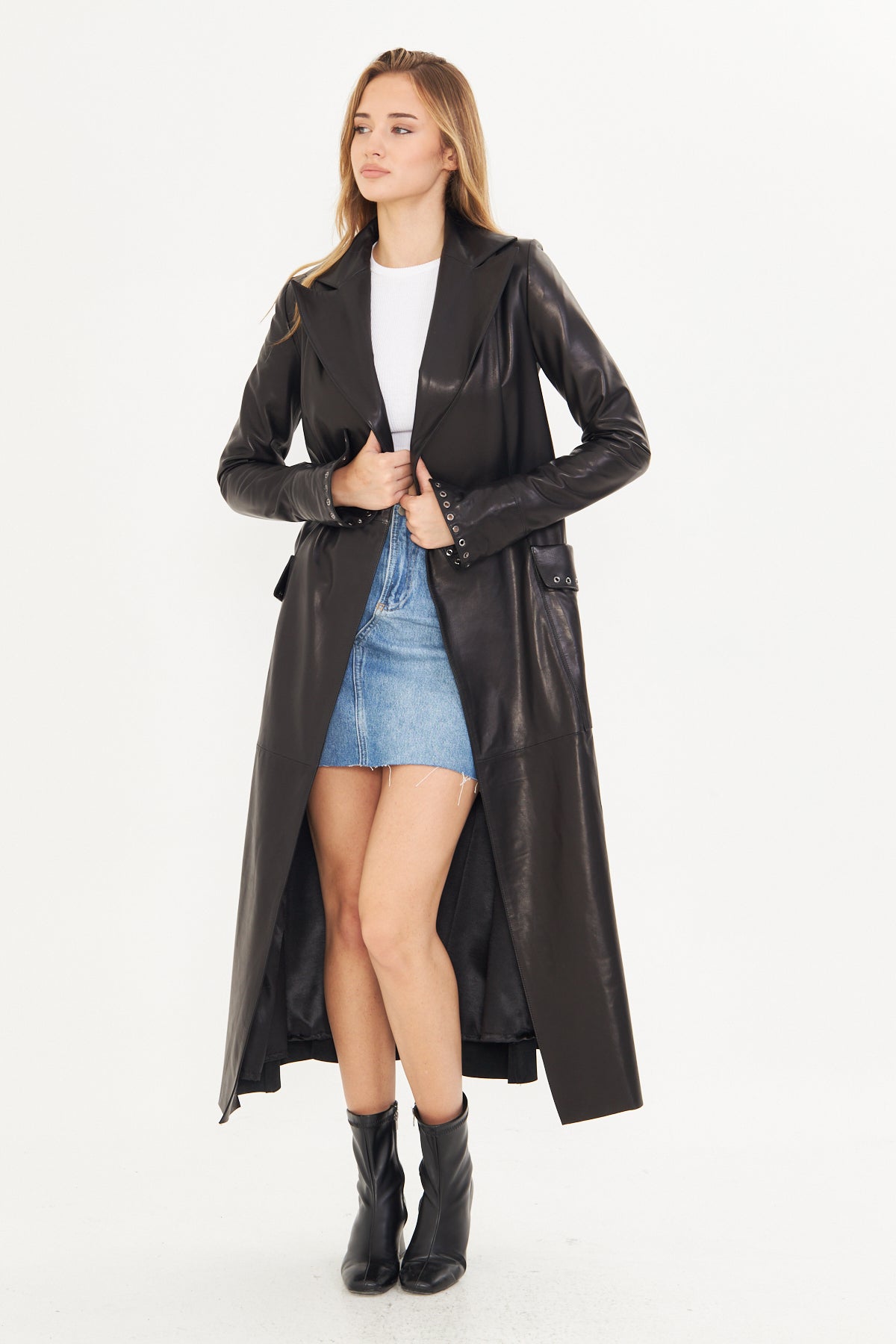 Kadın Uzun Deri Palto