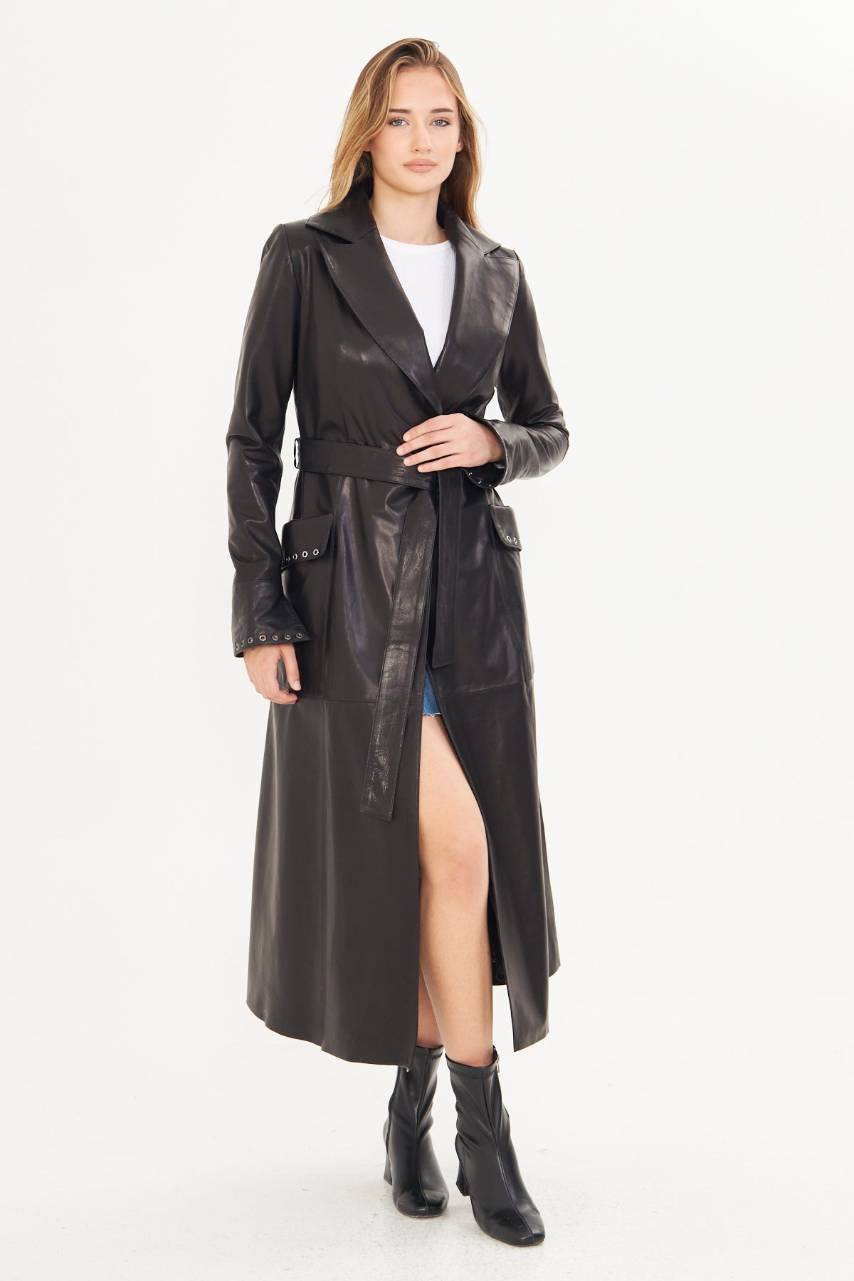 Kadın Uzun Deri Palto