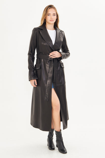 Kadın Uzun Deri Palto