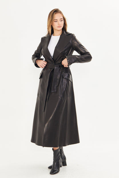 Kadın Uzun Deri Palto