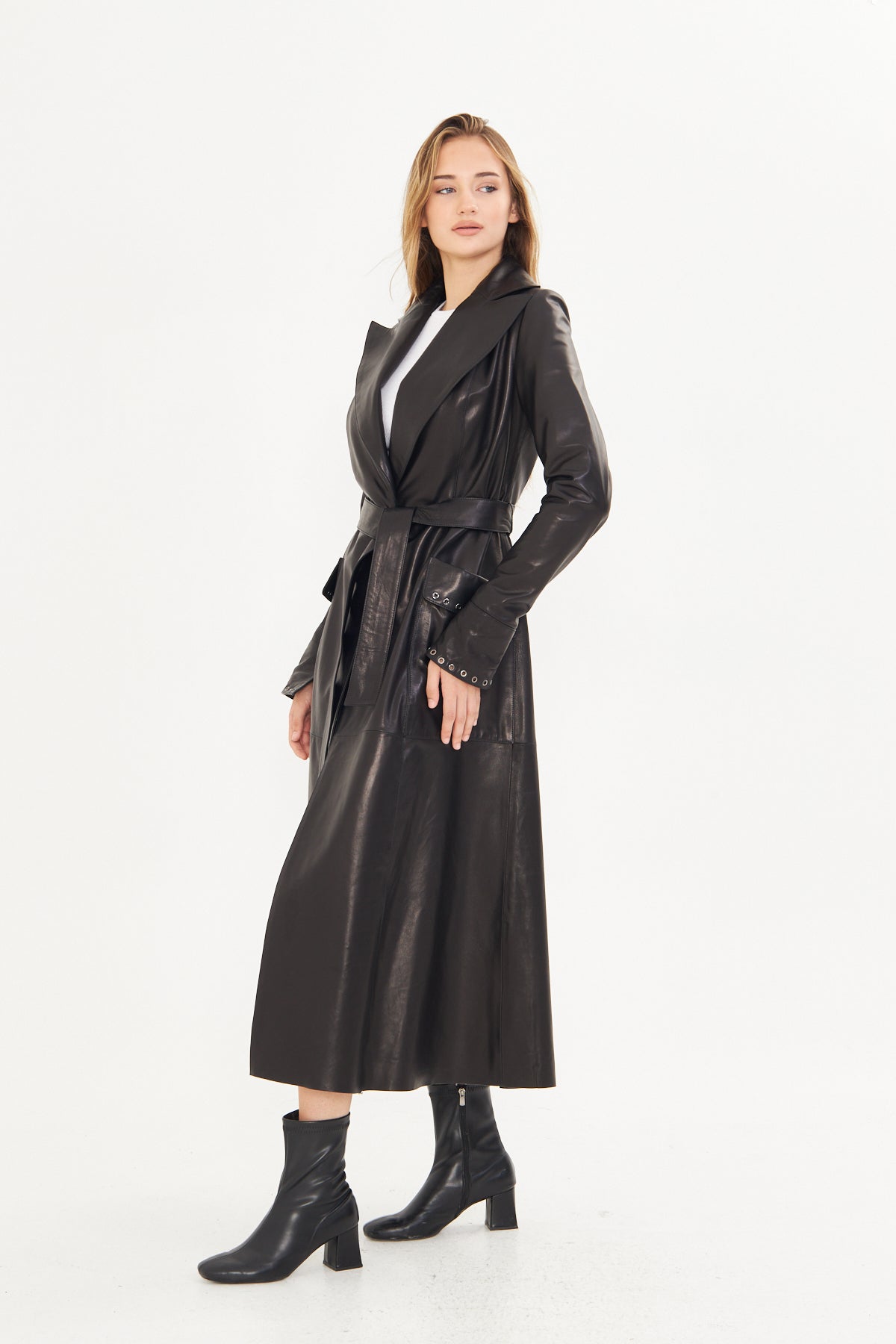 Kadın Uzun Deri Palto