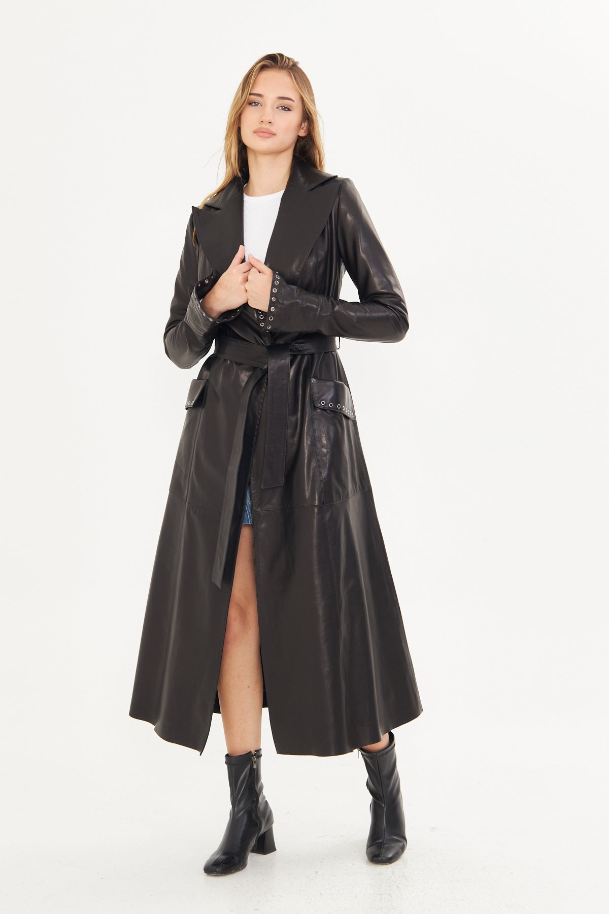 Kadın Uzun Deri Palto
