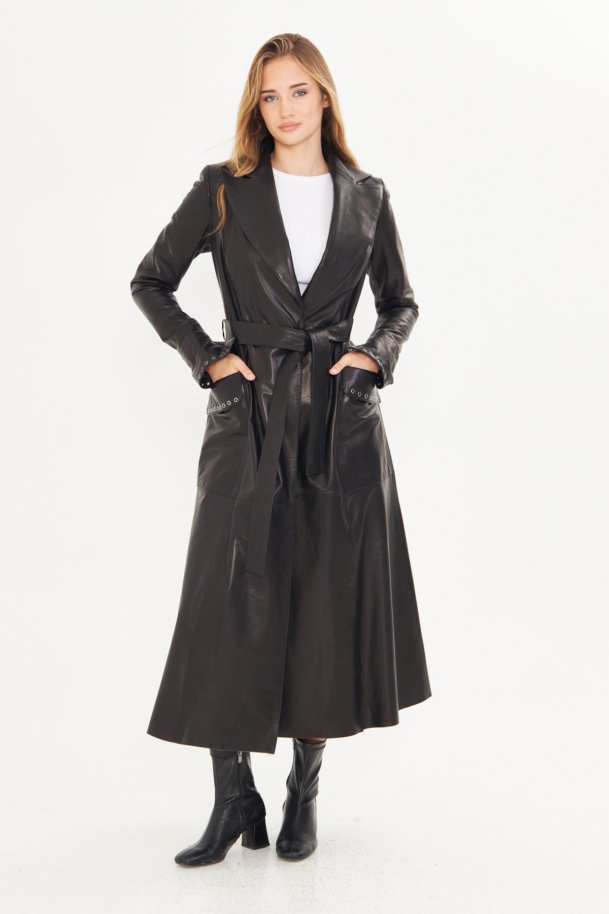 Kadın Uzun Deri Palto