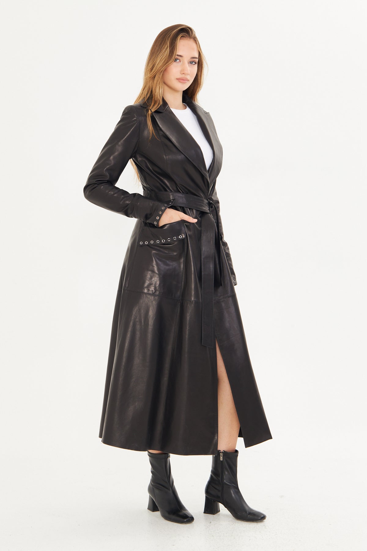 Kadın Uzun Deri Palto