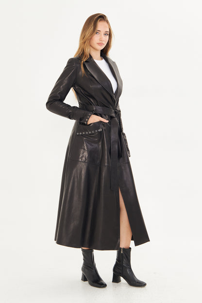 Kadın Uzun Deri Palto