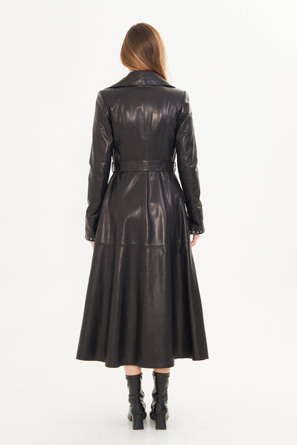 Kadın Uzun Deri Palto